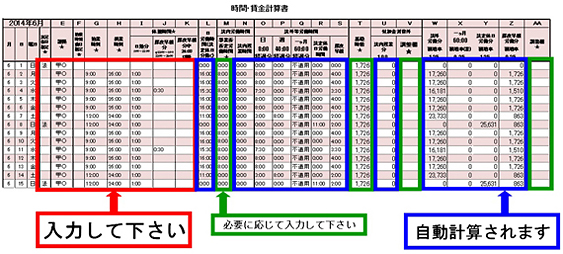 時間・賃金計算書