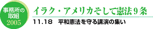 イラク・アメリカそして憲法9条 11.18 平和憲法を守る講演の集い